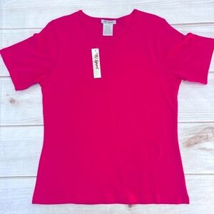 NEW PBJ Sport Hot Pink Premium 100% Cotton Crewneck Women’s Cut Short Sleeve Tee